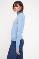 Pull Col Roulé Zoe - Bleu Ciel - 100% Cachemire Oeko-Tex - Femme