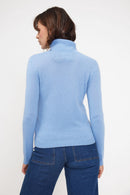 Pull Col Roulé Zoe - Bleu Ciel - 100% Cachemire Oeko-Tex - Femme