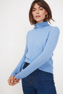 Pull Col Roulé Zoe - Bleu Ciel - 100% Cachemire Oeko-Tex - Femme