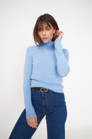 Pull Col Roule Zoe - Bleu Ciel