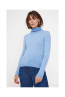 Pull Col Roulé Zoe - Bleu Ciel - 100% Cachemire Oeko-Tex - Femme