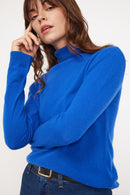 Pull Col Roulé Zoe - Bleu Flashy - 100% Cachemire Oeko-Tex - Femme