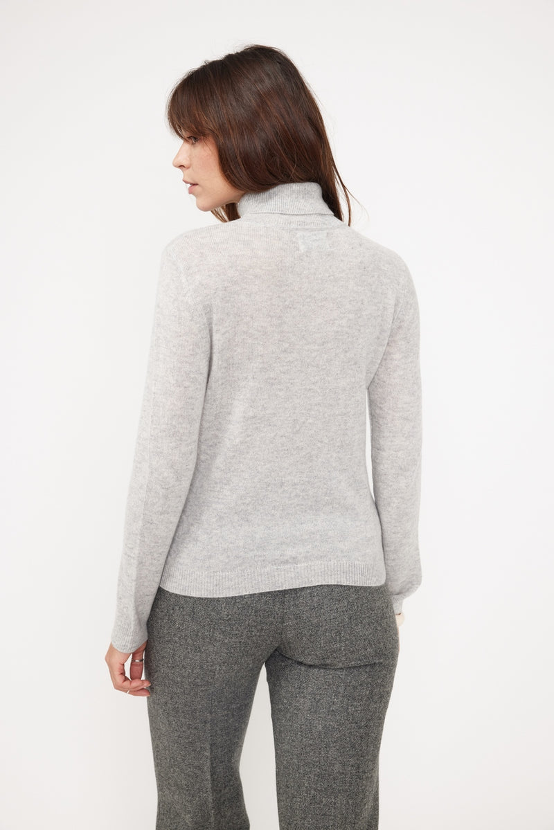 Pull Col Roulé Zoe - Gris Perle - 100% Cachemire Oeko-Tex - Femme