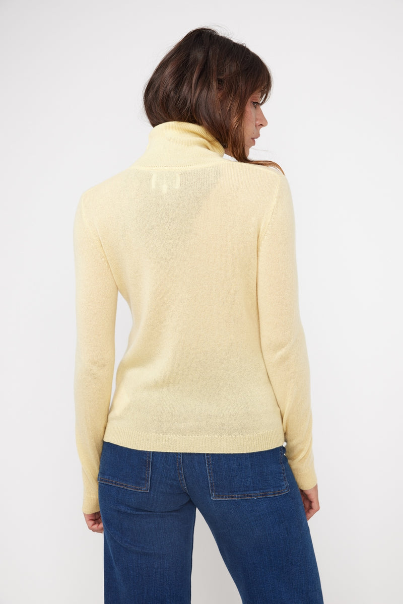 Pull Col Roulé Zoe - Jaune - 100% Cachemire Oeko-Tex - Femme