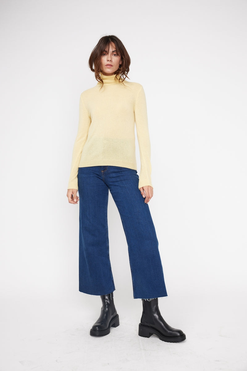 Pull Col Roulé Zoe - Jaune - 100% Cachemire Oeko-Tex - Femme