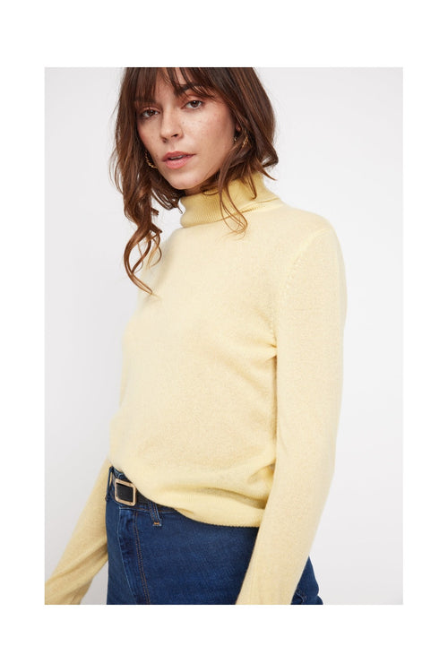 Pull Col Roulé Zoe - Jaune - 100% Cachemire Oeko-Tex - Femme