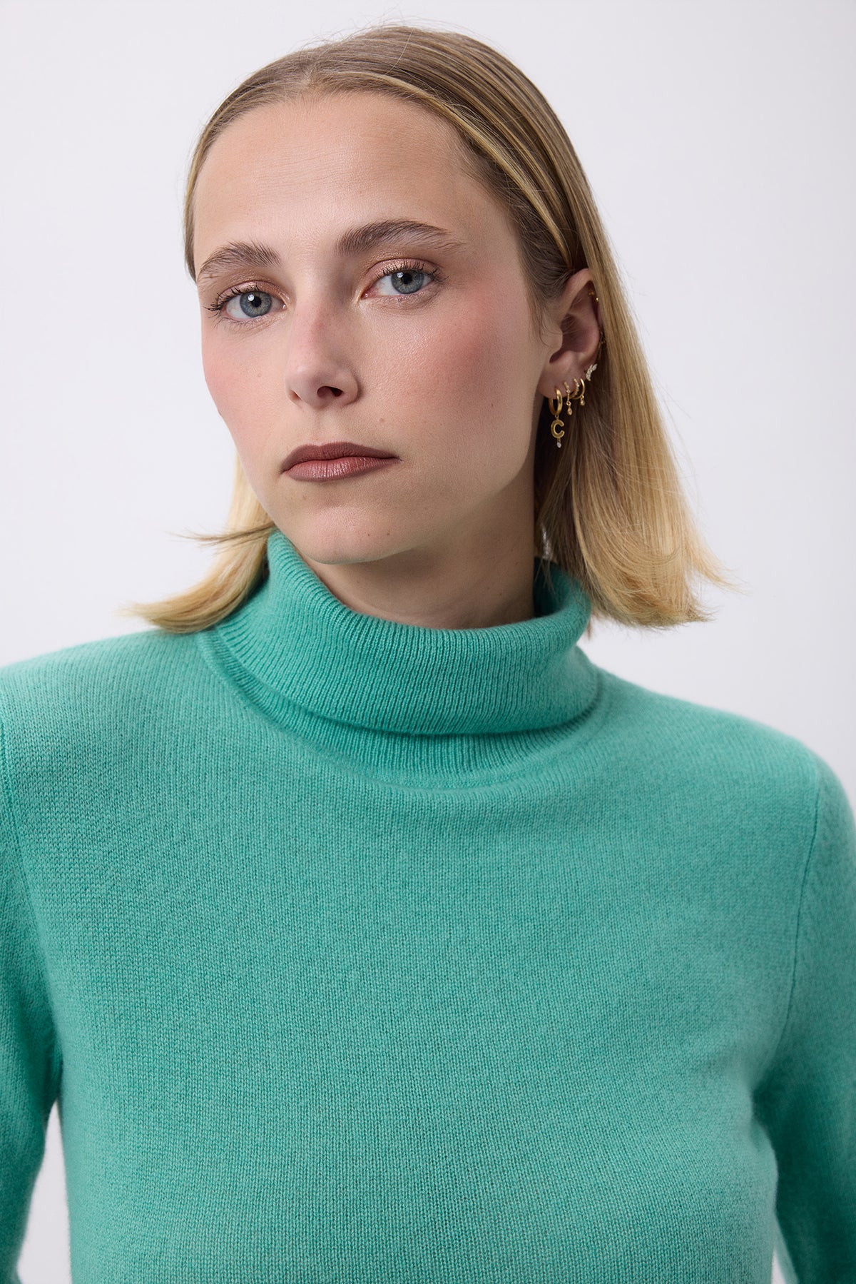 Pull Col Roule F Zoe - Vert Pastel - Femme
