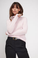 Pull Col Roulé Zoe - Rose Perle - 100% Cachemire Oeko-Tex - Femme