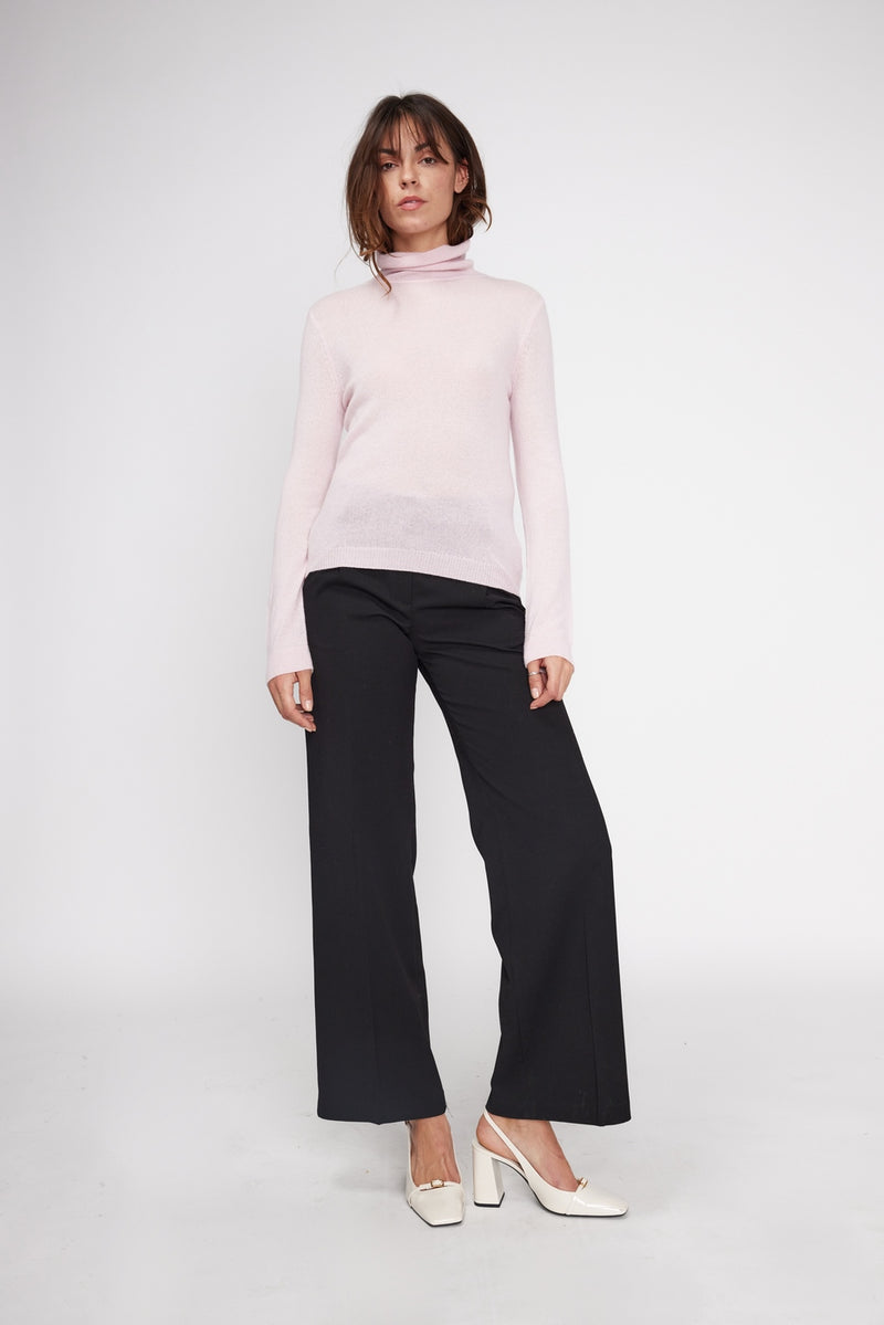 Pull Col Roulé Zoe - Rose Perle - 100% Cachemire Oeko-Tex - Femme