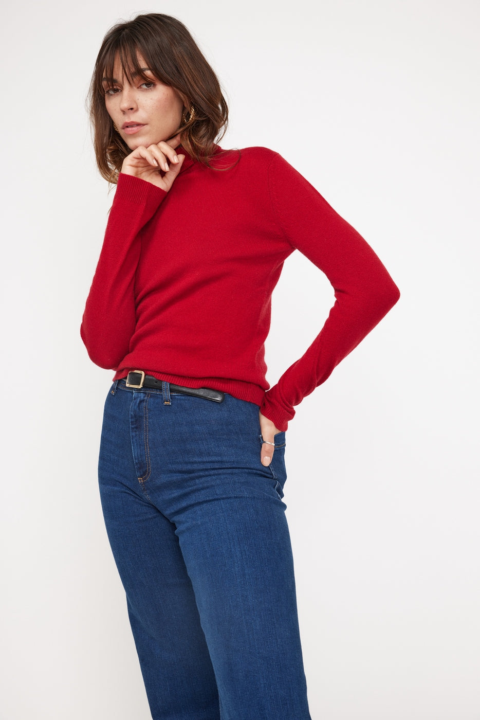Zoe Roll-Neck Jumper - Burgundy Red