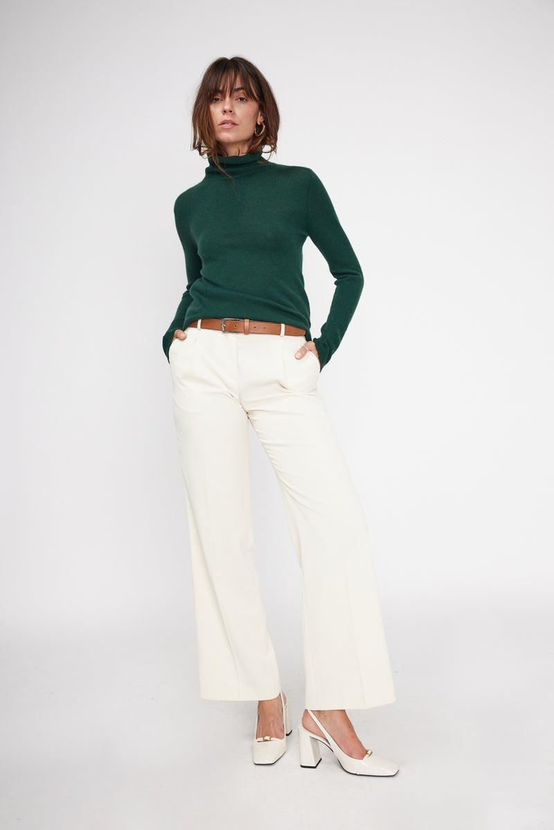 Zoe Turtleneck Sweater - Pine Green - 100% Oeko-Tex Cashmere - Woman