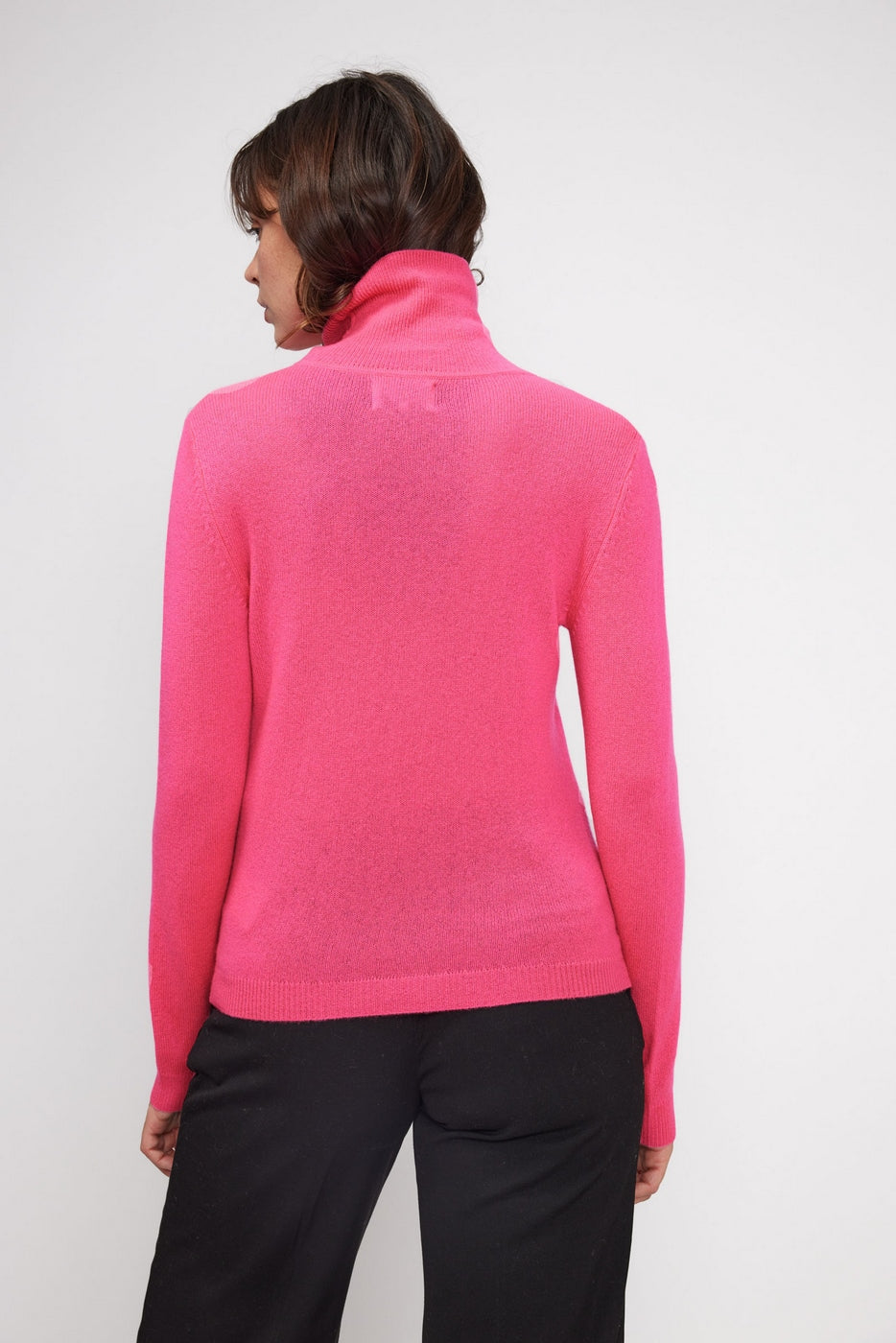 Pull Col Roule Zoe - Rose Fluo