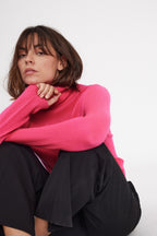 Pull Col Roule Zoe - Rosa Flúor