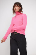 Pull Col Roule Zoe - Rose Fluo