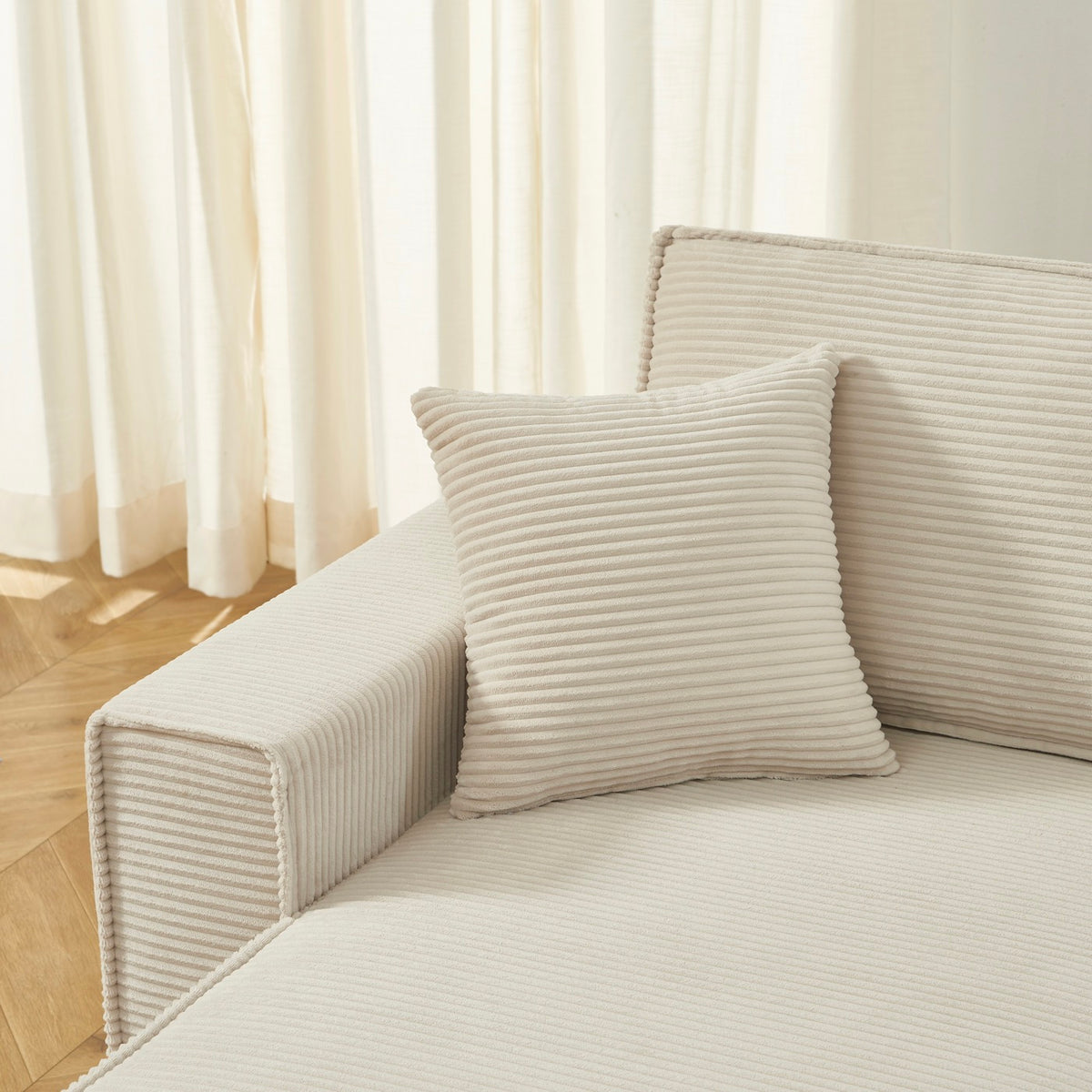 Zola - Sofá rinconero convertible y reversible de 4 plazas - Pana beige