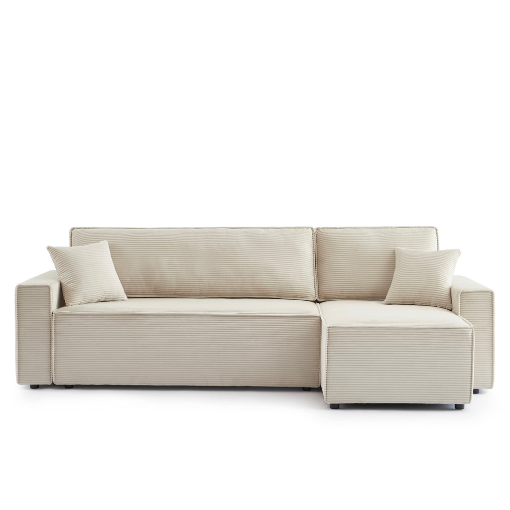 Zola - Sofá rinconero convertible y reversible de 4 plazas - Pana beige