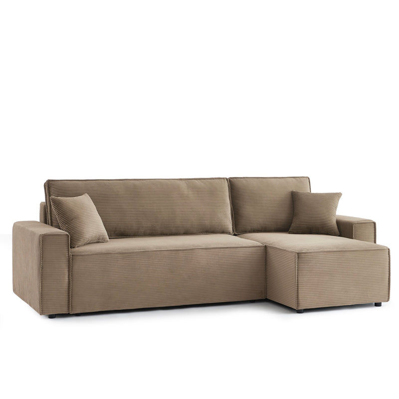 Convertible & Reversible 4-Seater Corner Sofa - Zola - Corduroy - Taupe