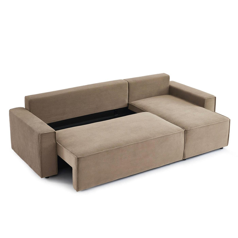 Convertible & Reversible 4-Seater Corner Sofa - Zola - Corduroy - Taupe
