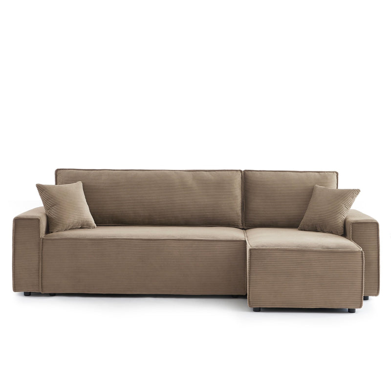 Convertible & Reversible 4-Seater Corner Sofa - Zola - Corduroy - Taupe