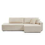 Zola - Divano angolare destro aperto trasformabile a 4 posti - Velluto a coste beige