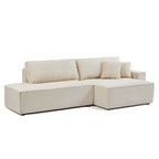 Zola - Divano angolare destro aperto trasformabile a 4 posti - Velluto a coste beige