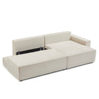 Zola - Divano angolare destro aperto trasformabile a 4 posti - Velluto a coste beige