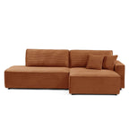 Zola - Divano angolare destro aperto trasformabile a 4 posti - Velluto a coste - Terracotta