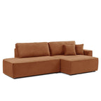 Zola - Divano angolare destro aperto trasformabile a 4 posti - Velluto a coste - Terracotta