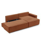 Zola - Divano angolare destro aperto trasformabile a 4 posti - Velluto a coste - Terracotta