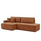 Zola - Divano angolare aperto a sinistra, trasformabile, a 4 posti - Velluto a coste - Terracotta