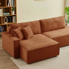 Zola - Divano angolare aperto a sinistra, trasformabile, a 4 posti - Velluto a coste - Terracotta