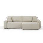Zola - Divano angolare trasformabile e reversibile a 4 posti - Velluto a coste beige