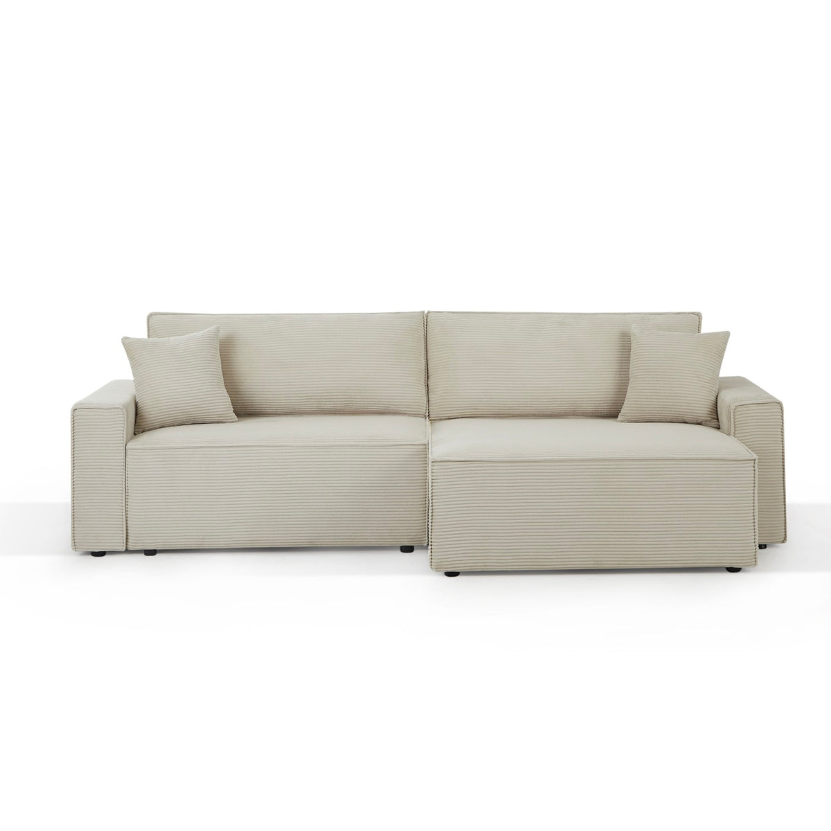 Zola - Divano angolare trasformabile e reversibile a 4 posti - Velluto a coste beige