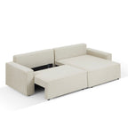 Zola - Divano angolare trasformabile e reversibile a 4 posti - Velluto a coste beige