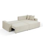 Zola - Divano angolare trasformabile e reversibile a 4 posti - Velluto a coste beige