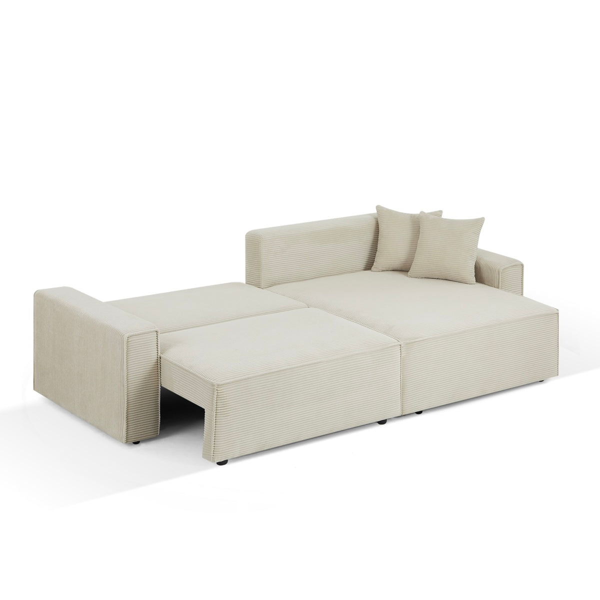 Zola - Divano angolare trasformabile e reversibile a 4 posti - Velluto a coste beige