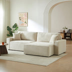 Zola - Divano angolare trasformabile e reversibile a 4 posti - Velluto a coste beige