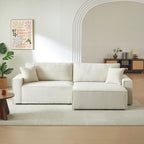 Zola - Divano angolare trasformabile e reversibile a 4 posti - Velluto a coste beige