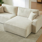 Zola - Divano angolare trasformabile e reversibile a 4 posti - Velluto a coste beige