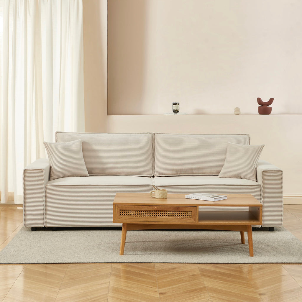 Zola - Sofá recto convertible de 3 plazas - Pana beige
