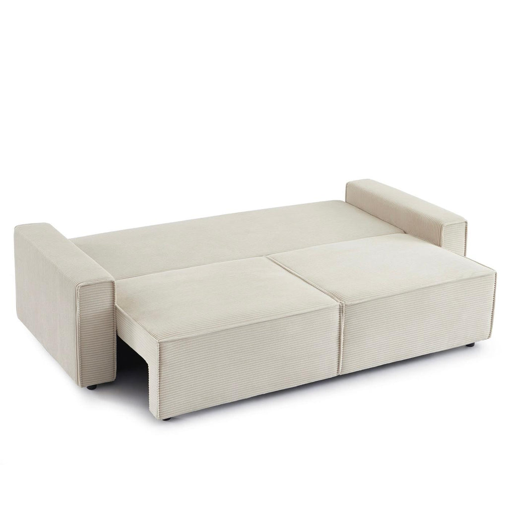Zola - Sofá recto convertible de 3 plazas - Pana beige