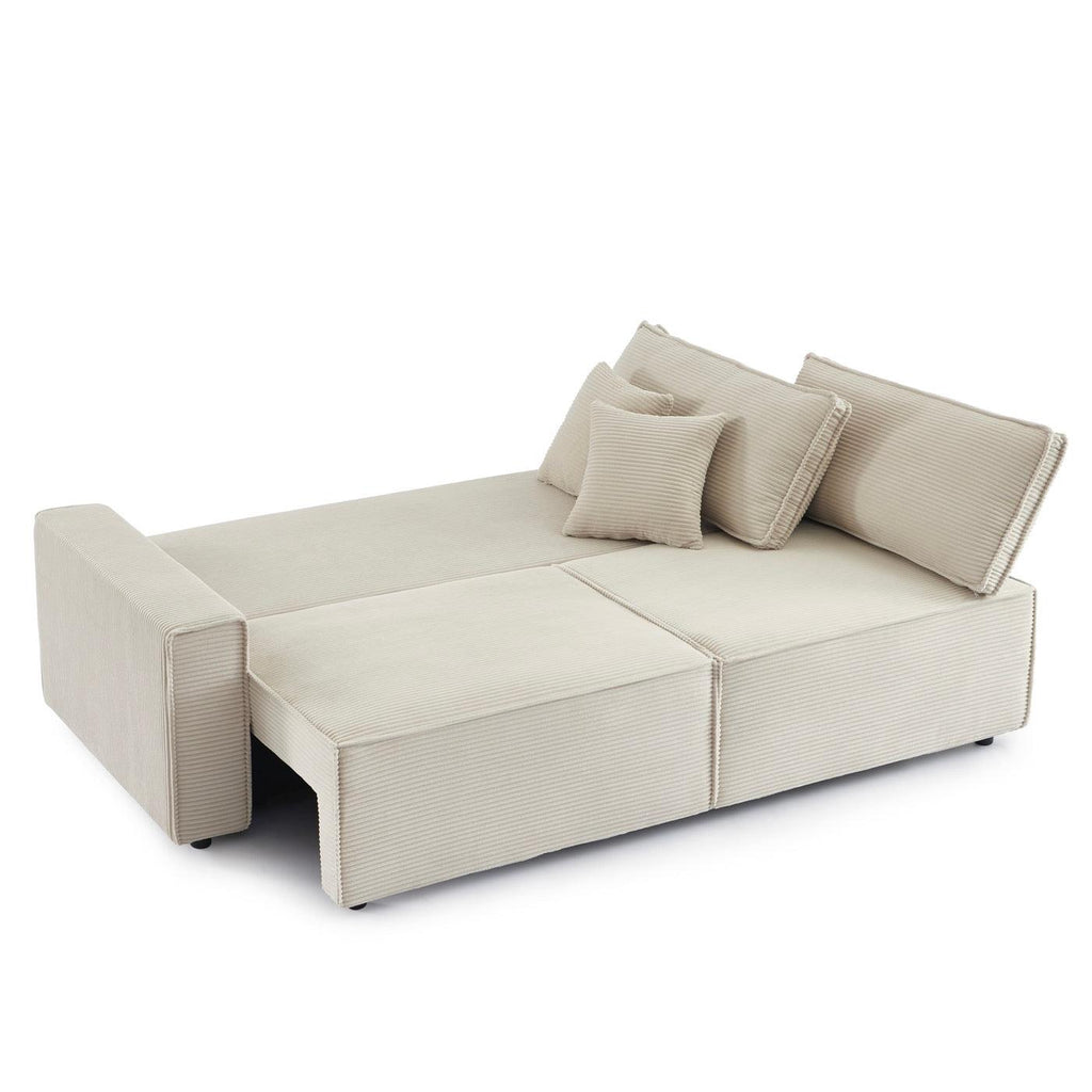 Zola - Sofá recto convertible de 3 plazas - Pana beige