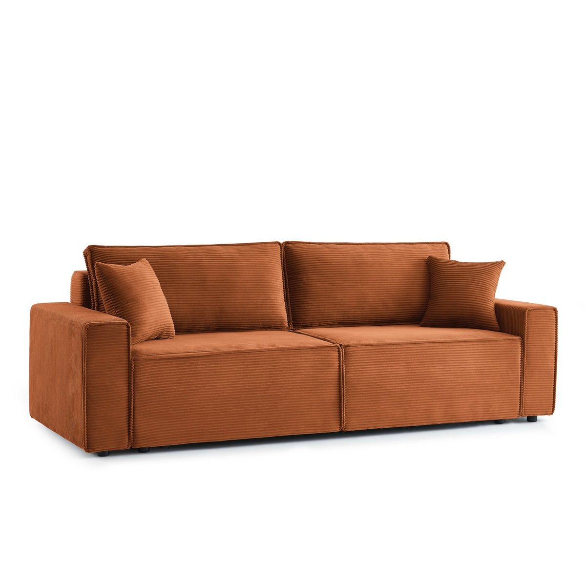 Zola - Sofá recto convertible de 3 plazas - Pana terracota