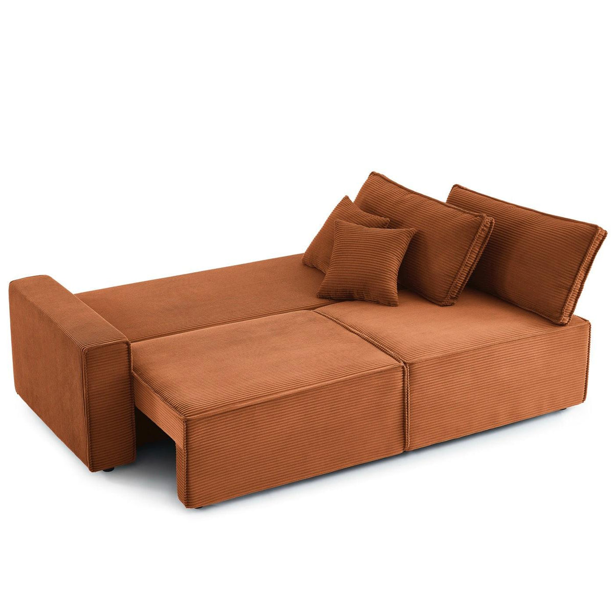 Zola - Sofá recto convertible de 3 plazas - Pana terracota
