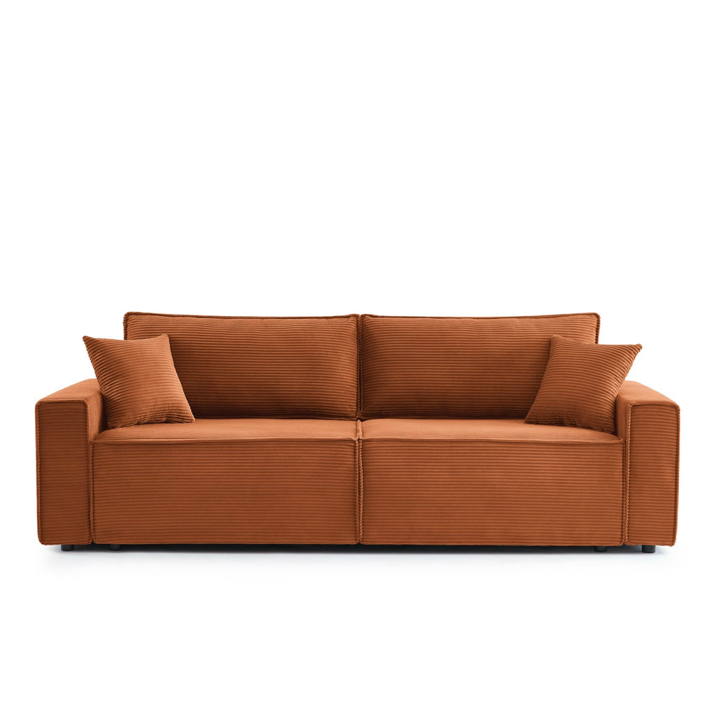 Zola - Sofá recto convertible de 3 plazas - Pana terracota