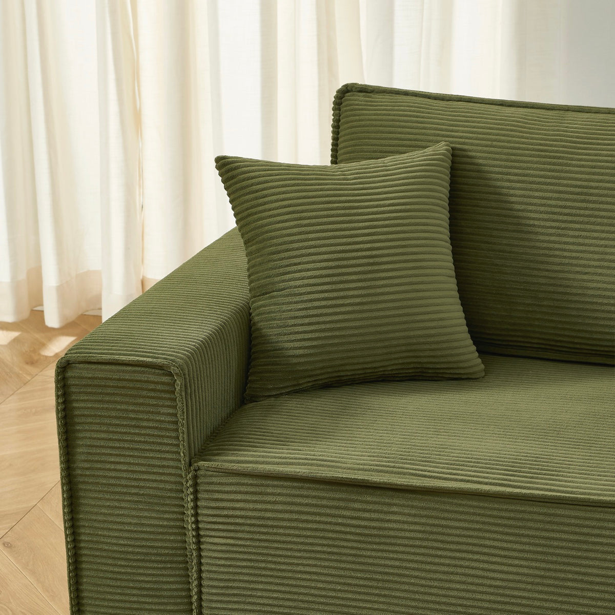 Zola - Sofá recto convertible de 3 plazas - Pana verde