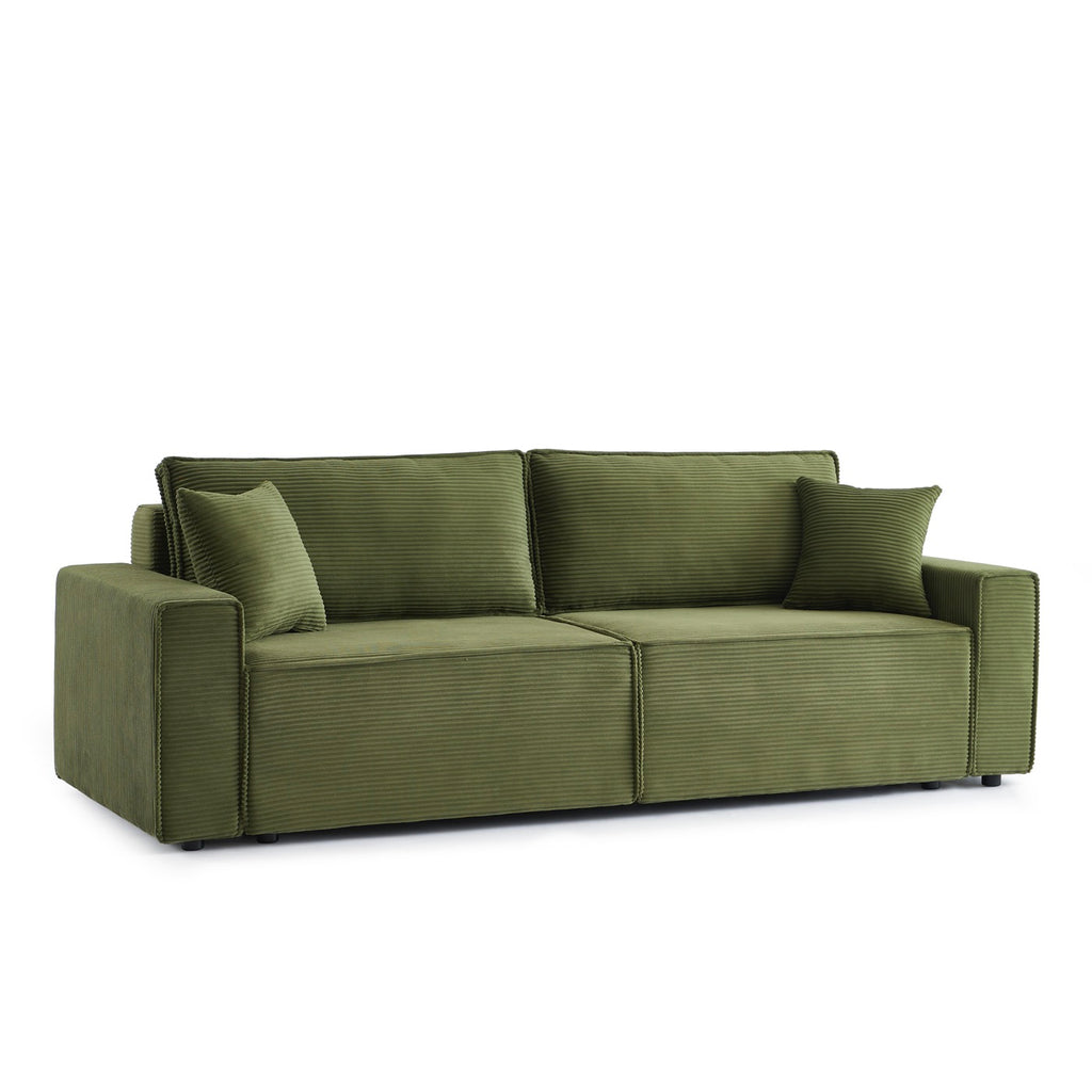 Zola - Sofá recto convertible de 3 plazas - Pana verde
