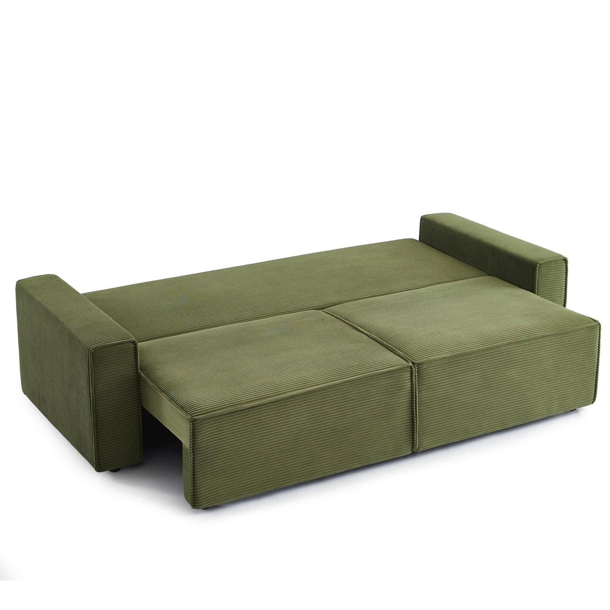 Zola - Sofá recto convertible de 3 plazas - Pana verde