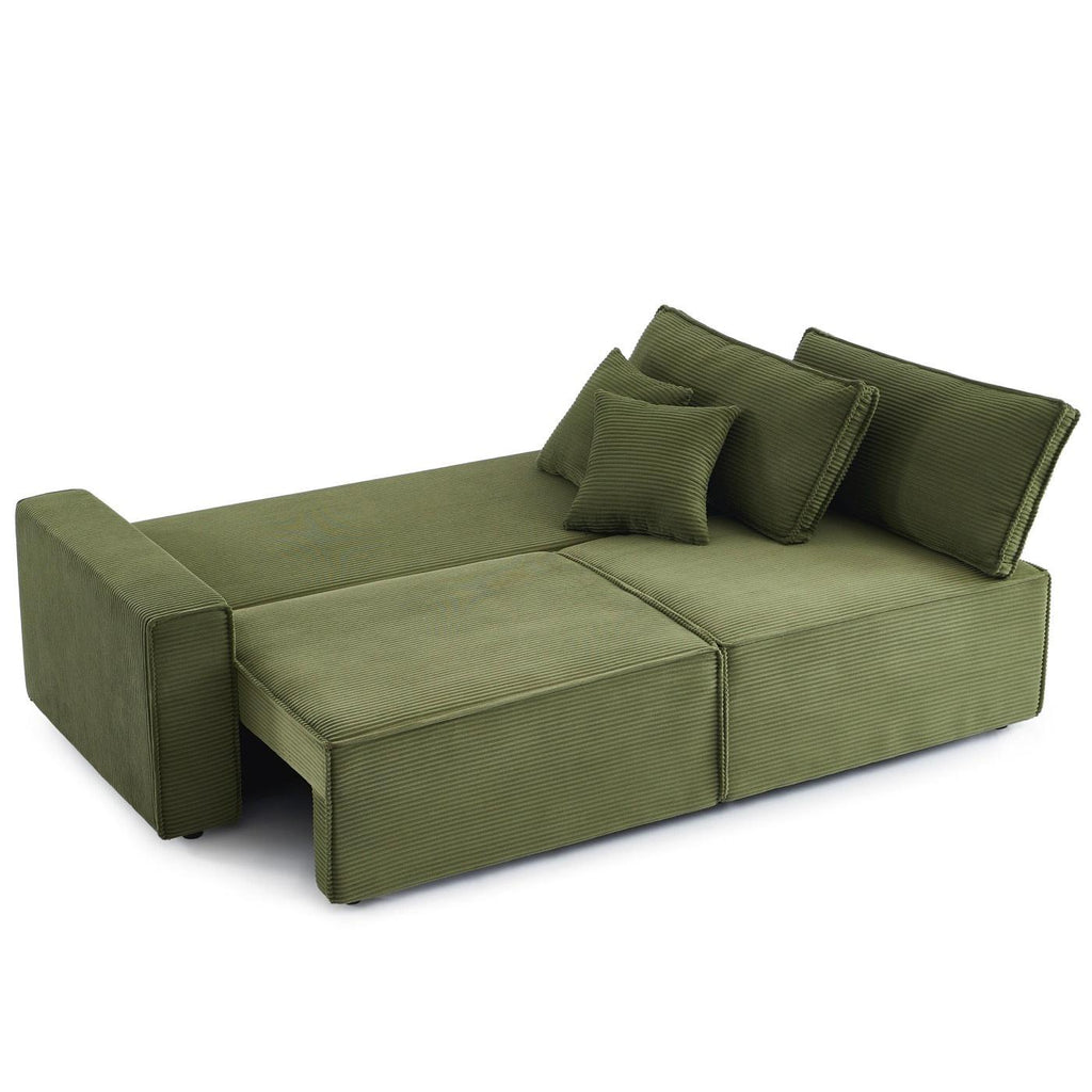Zola - Sofá recto convertible de 3 plazas - Pana verde