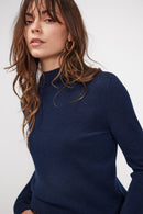 Zuella Shirttail Sweater - Navy - 100% Oeko-Tex Cashmere - Woman